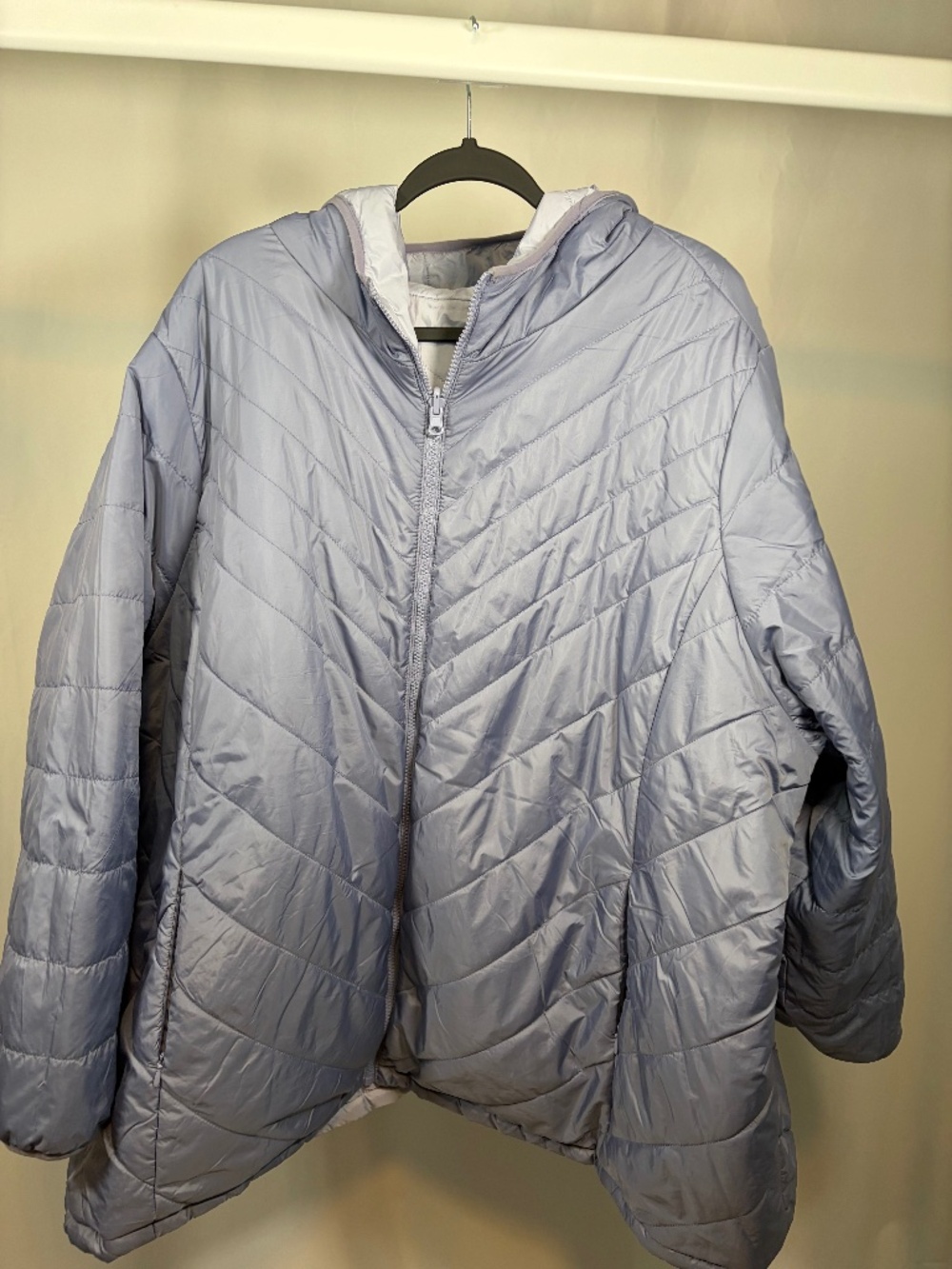 Reversible Lavender Quilted Hooded Puffer Coat